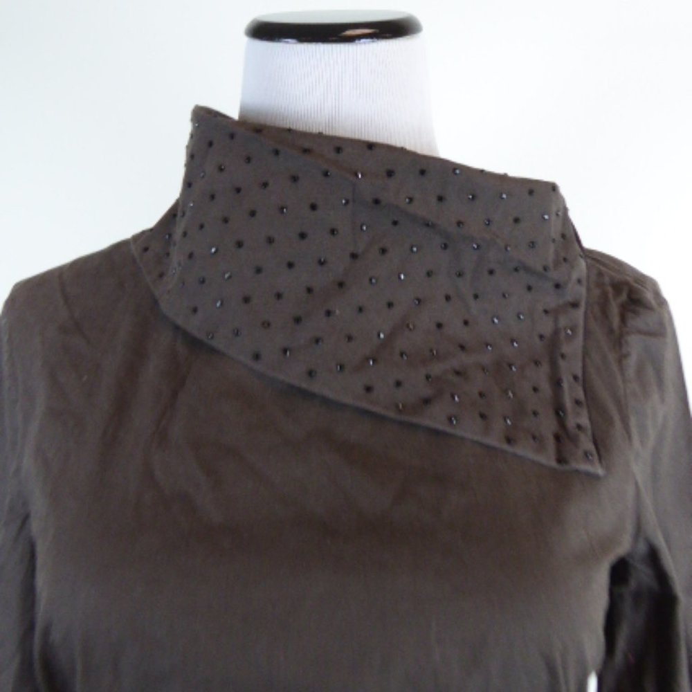 Moschino jeans studded Gray top i42 8 high neck runs small xs
